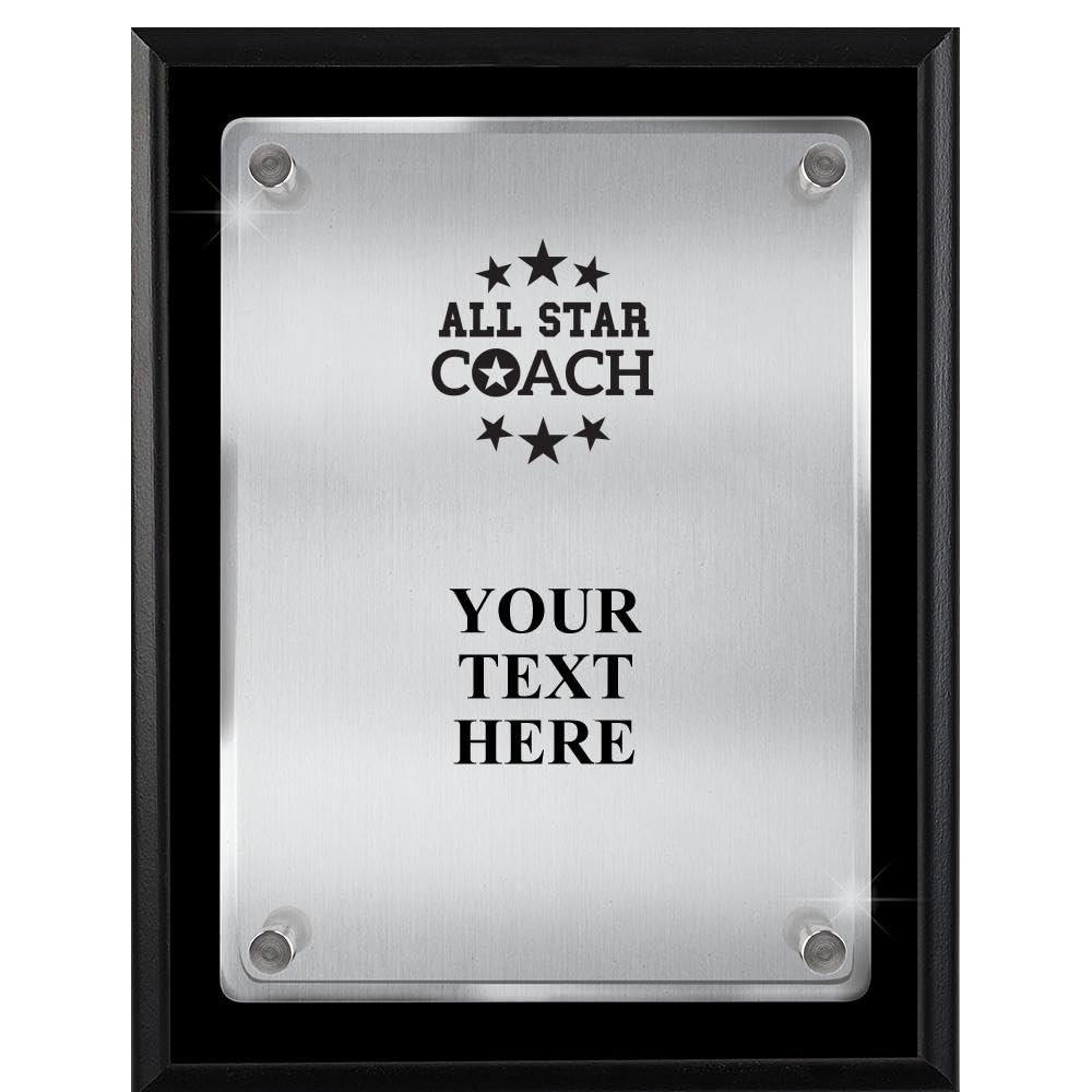 Crown Awards Coaching Plaques with Custom Engraving, 7x9 All Star Coach Floating Plaque Award, Great Personalized Team Coach Gift Prime