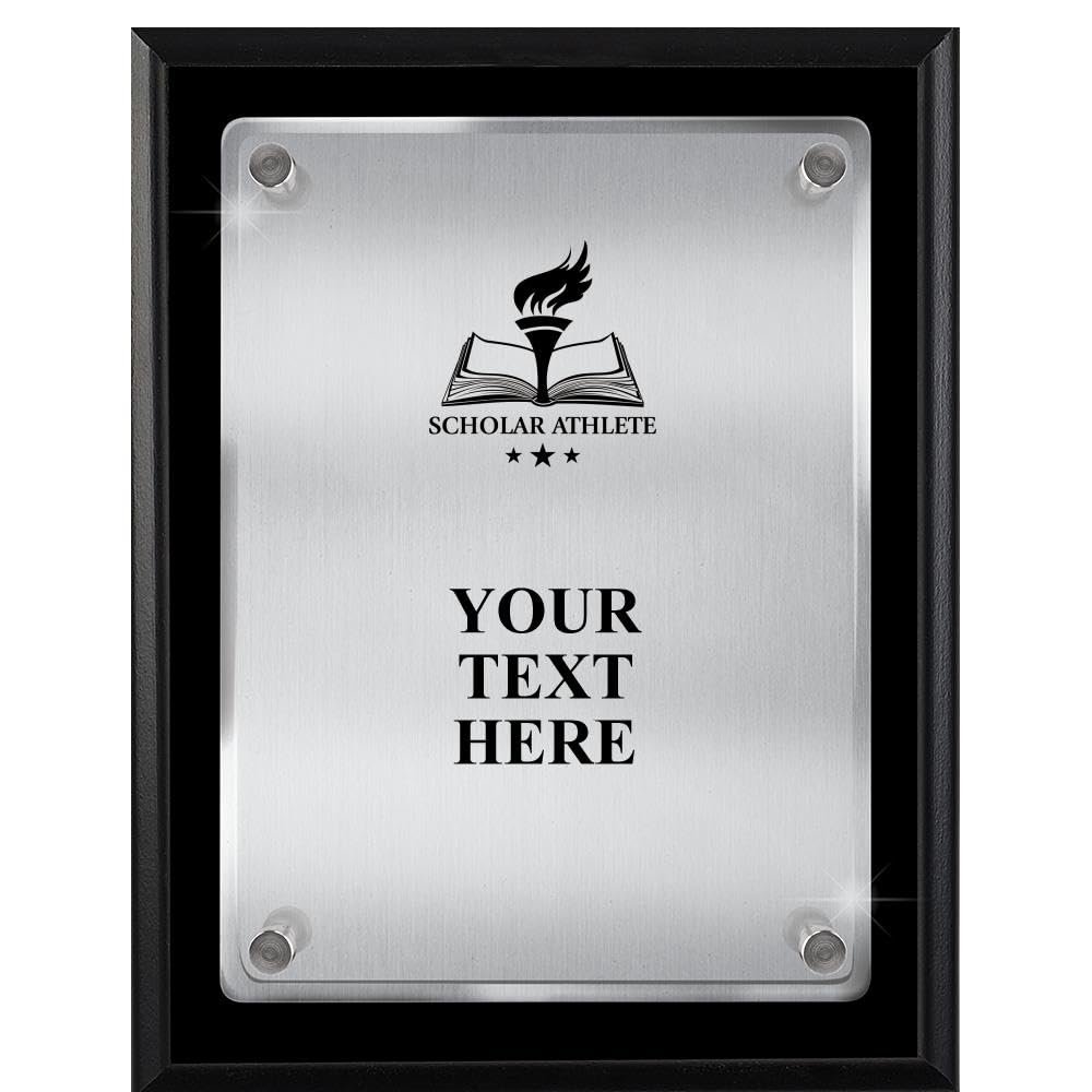 Crown Awards Scholar Athlete Plaques with Custom Engraving, 7x9 Scholar Athlete Floating Plaque Award, Great Personalized Scholar Athlete GiftsPrime