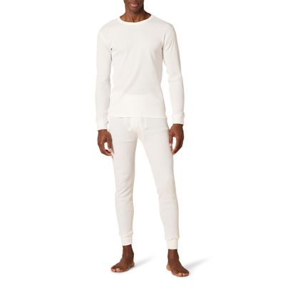 Amazon Essentials Men's Thermal Waffle Knit Long Johns Underwear Set for Cold Weather, White, Medium