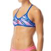 TYR Womens Pacific Tieback Bikini Top Swimsuit, Pink/Blue, Large US view 1