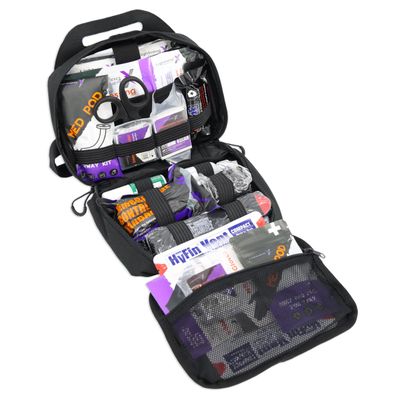 Lightning X Rip-Away Officer's Patrol Tactical Gunshot & Trauma IFAK Kit w/Headrest Mount - Black