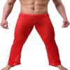 KAMUON Mens Summer Sexy Mesh See Thru Stretchy Lightweight Sleep Lounge Pants(Medium, Red) view 1