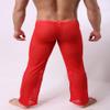 KAMUON Mens Summer Sexy Mesh See Thru Stretchy Lightweight Sleep Lounge Pants(Medium, Red) view 2