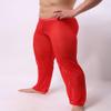 KAMUON Mens Summer Sexy Mesh See Thru Stretchy Lightweight Sleep Lounge Pants(Medium, Red) view 3