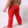 KAMUON Mens Summer Sexy Mesh See Thru Stretchy Lightweight Sleep Lounge Pants(Medium, Red) view 4