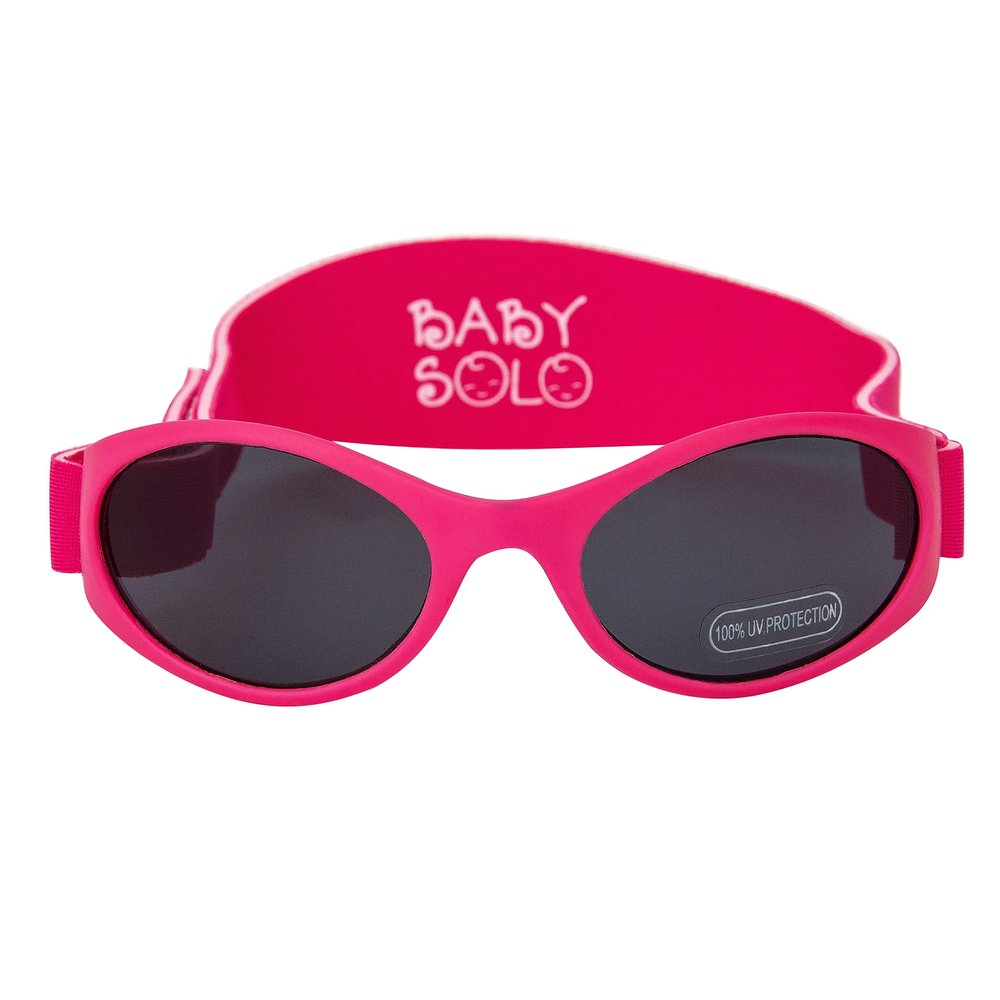 Baby Solo Original Baby Sunglasses Safe, Soft, & Adorable Durable Case Included (0-36 Months, Matte Hot Pink Frame w/Solid Black Lens)
