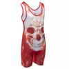 KO Sports Gear Unisex Wrestling Singlet for Adult Wrestlers - Wrestling Singlet for Men & Women - Bold Durable Uniform, Stretchy Breathable Material - Red Skull, Adult Large view 2