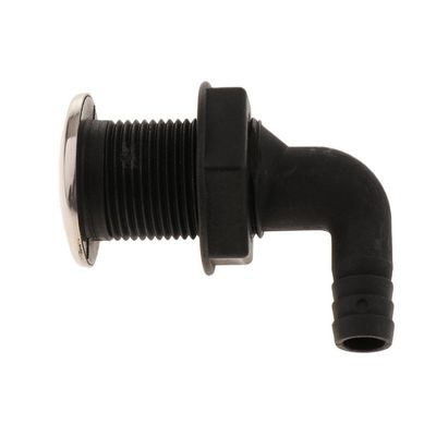 Almencla Marine/Boat 90 Degree Connector Thru Hull Plumbing Fitting Hose with Stainless Rim, 10mm