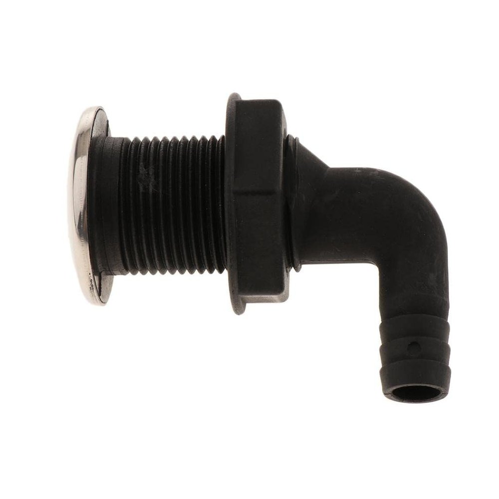Almencla Marine/Boat 90 Degree Connector Thru Hull Plumbing Fitting Hose with Stainless Rim, 10mm