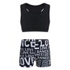 dPois Kids Girls 2 Pieces Dance Outfit Raceback Crop Tank Sport Bra and Sport Shorts Letter Printed Boyshorts Set Black 10-12 view 1