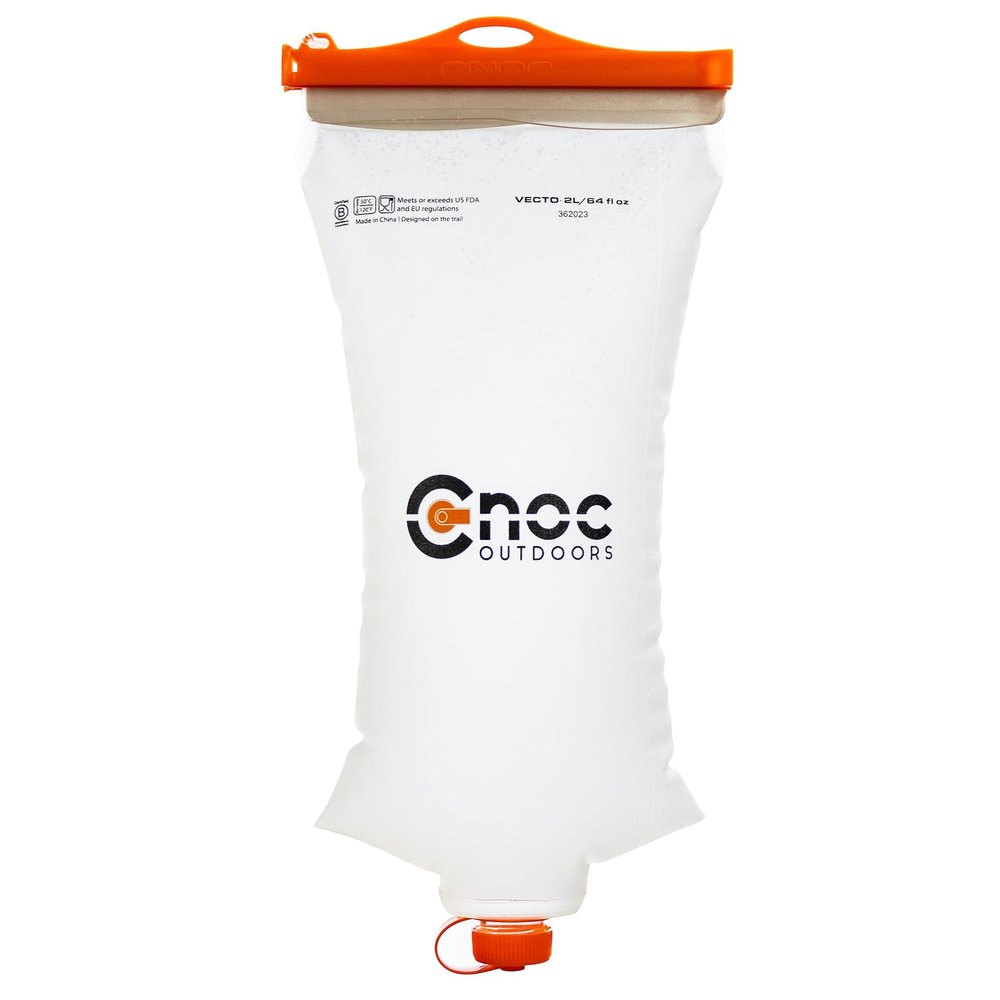 Vecto Water Collection and Filtration Bag 2 Liter Orange - 28mm Neck Compatible With Popular Filters - Wide Opening For Easy Water Collection - Lightweight, Compact, Durable Tethered Cap and Slider