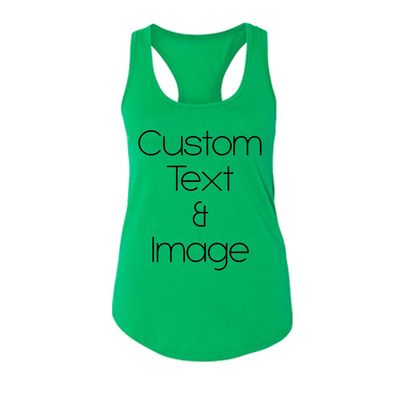 Just Customized Racer Back Tank for Ladies/Women Personalized with Your Photo and Text (Kelly Green, Large)