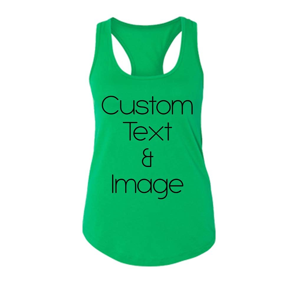 Just Customized Racer Back Tank for Ladies/Women Personalized with Your Photo and Text (Kelly Green, Large)