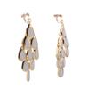 GRACE JUN Handmade Multi-layer Shiny Sequin Clip on Earrings No Pierced and Dangle Drop Earrings for Women  (Gold White) view 2