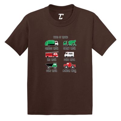 Types of Trucks - Garbage Monster Fire Infant/Toddler Cotton Jersey T-Shirt (Brown, 24 Months)