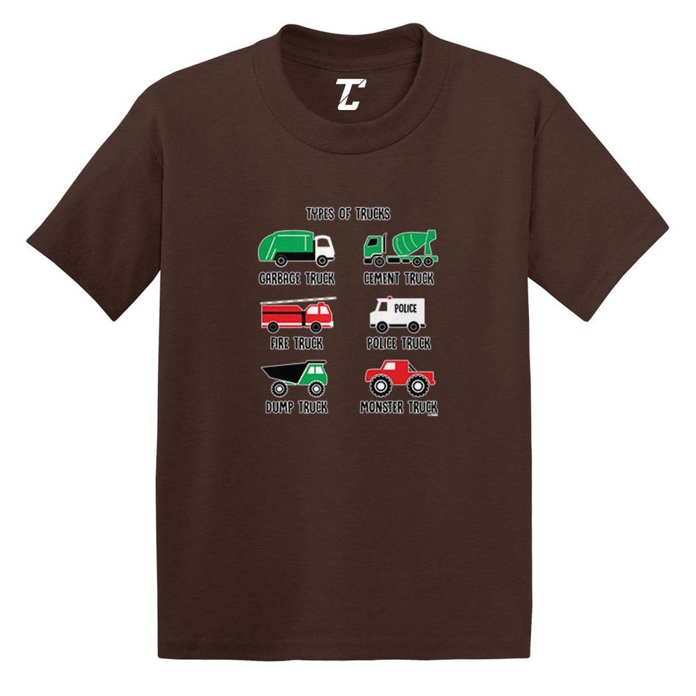 Types of Trucks - Garbage Monster Fire Infant/Toddler Cotton Jersey T-Shirt (Brown, 24 Months)