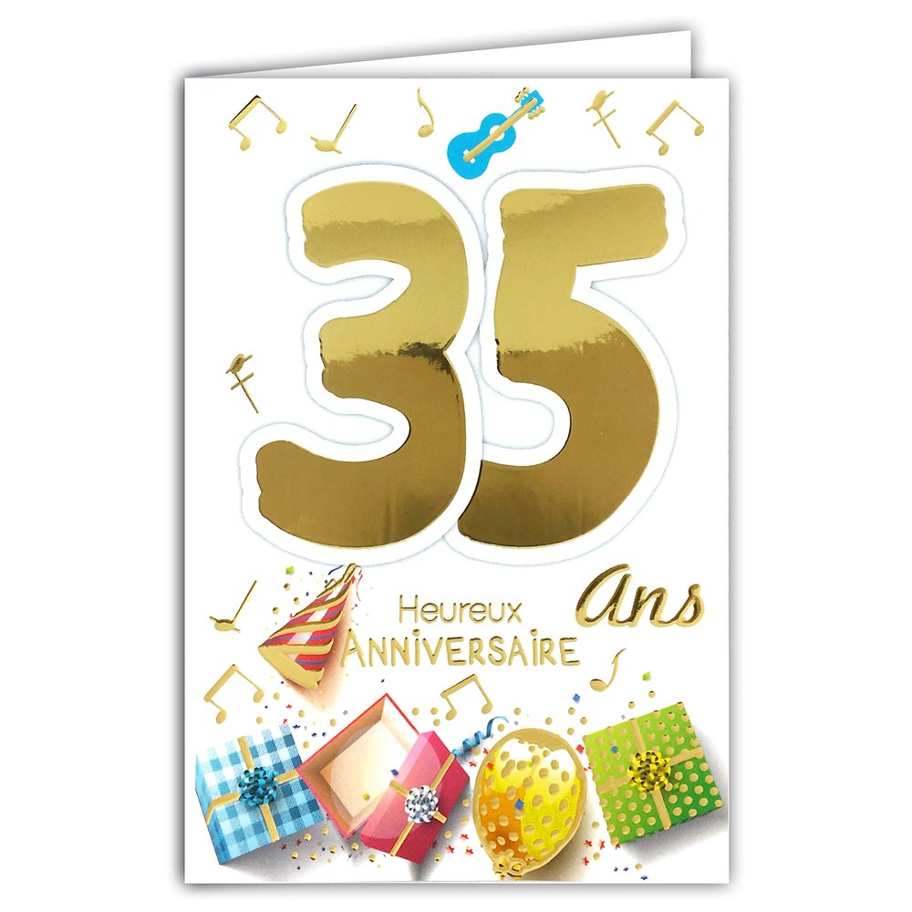69-2030 Birthday Card for Men and Women 35 Years - Kitchen Chef BBQ Hamburger Cake Cupcake Patisserie Blue Cord Hat