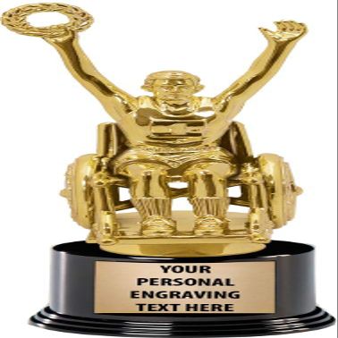 Crown Awards Wheelchair Sports Trophies with Custom Engraving, 7.25" Personalized Wheelchair Sports Trophy On Deluxe Round Base 5 Pack Prime
