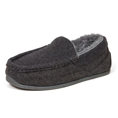 Deer Stags Boys Slipper, DARK GREY, 4 Big Kid