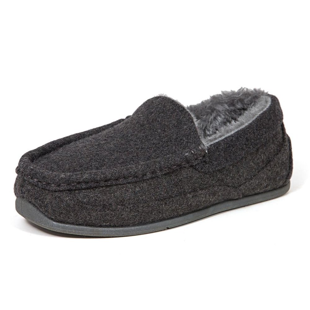 Deer Stags Boys Slipper, DARK GREY, 4 Big Kid