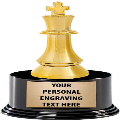 Chess King Trophies with Custom Engraving, 7.25" Personalized Gold Chess Piece Award Trophy On Deluxe Round Base 10 Pack