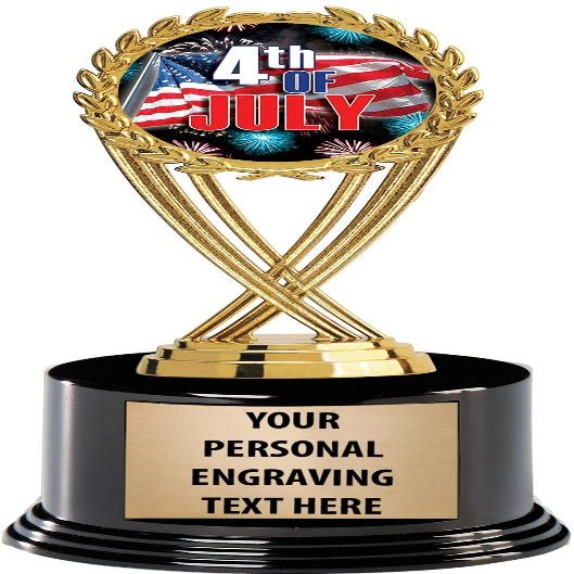 Crown Awards 4th of July Trophies with Custom Engraving, 7.25" Personalized Fourth of July Patriotic Holiday Trophy On Deluxe Round Base 10 Pack Prime