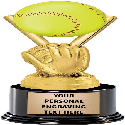 Crown Awards Softball Trophies with Custom Engraving, 7.25" Personalized Colorific Softball Trophy On Deluxe Round Base 10 Pack
