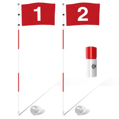 KINGTOP 6ft Golf Flagstick Pro, Portable Five-Section Design for Backyard Practice Putting Green, Driving Range Golf Pin Flag Hole Cup Set, Gift Idea, 2-Pack