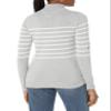 Amazon Essentials Women's Classic-Fit Lightweight Long-Sleeve Turtleneck Sweater (Available in Plus Size), Light Grey Heather White Placed Stripe, X-Large view 3