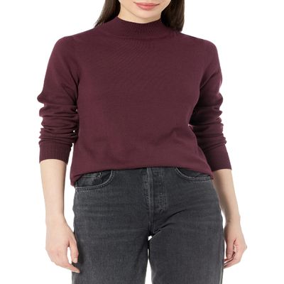 Amazon Essentials Women's Lightweight Mockneck Sweater (Available in Plus Size), Burgundy, XX-Large