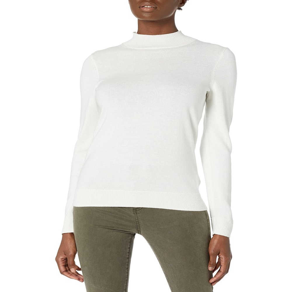 Amazon Essentials Women's Lightweight Mockneck Sweater (Available in Plus Size), Ivory, XX-Large