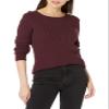 Amazon Essentials Women's Lightweight Long-Sleeve Cable Crewneck Sweater (Available in Plus Size), Burgundy, Medium view 1