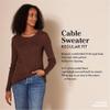 Amazon Essentials Women's Lightweight Long-Sleeve Cable Crewneck Sweater (Available in Plus Size), Dark Green, Medium view 2