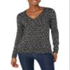 Amazon Essentials Women's Regular-Fit Lightweight Long-Sleeve V-Neck Sweater (Available in Plus Size), Grey Heather Leopard Print, X-Small view 1