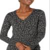 Amazon Essentials Women's Regular-Fit Lightweight Long-Sleeve V-Neck Sweater (Available in Plus Size), Grey Heather Leopard Print, X-Small view 4