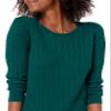 Amazon Essentials Women's Lightweight Long-Sleeve Cable Crewneck Sweater (Available in Plus Size), Dark Green, XX-Large view 4