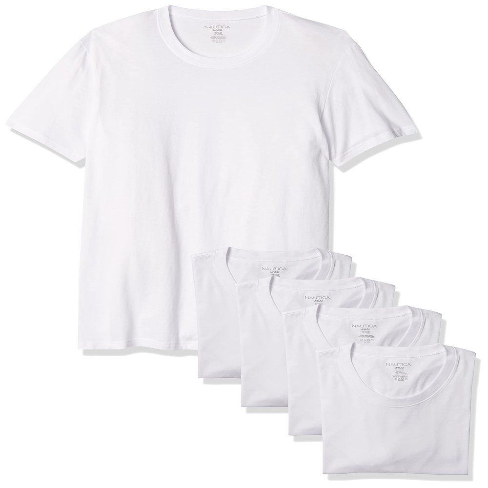 Nautica Men's 5 Pack Cotton Crew Neck T-Shirts