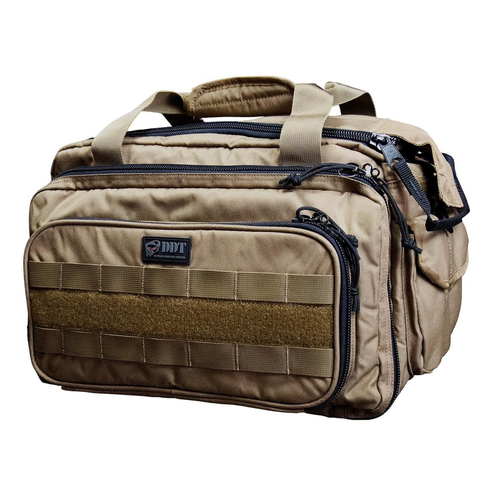 DDT VETERAN OWNED AND OPERATED Ranger 2 Pistol Padded Range Bag, 1000D, Locking Zippers, Color Tan