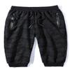 Mr.Stream Men's Lounge Printed Capri 3/4 Cropped Camouflage Cotton Casual Board Basketball Shorts 6XL Black view 1