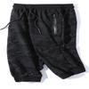 Mr.Stream Men's Lounge Printed Capri 3/4 Cropped Camouflage Cotton Casual Board Basketball Shorts 6XL Black view 3