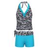 YiZYiF Big Girl's Youth Tie-Dye Swimwear Tankini Halter 2 Pieces Bathing Suit (8, Zebra Blue) view 1
