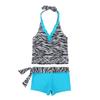 YiZYiF Big Girl's Youth Tie-Dye Swimwear Tankini Halter 2 Pieces Bathing Suit (8, Zebra Blue) view 2