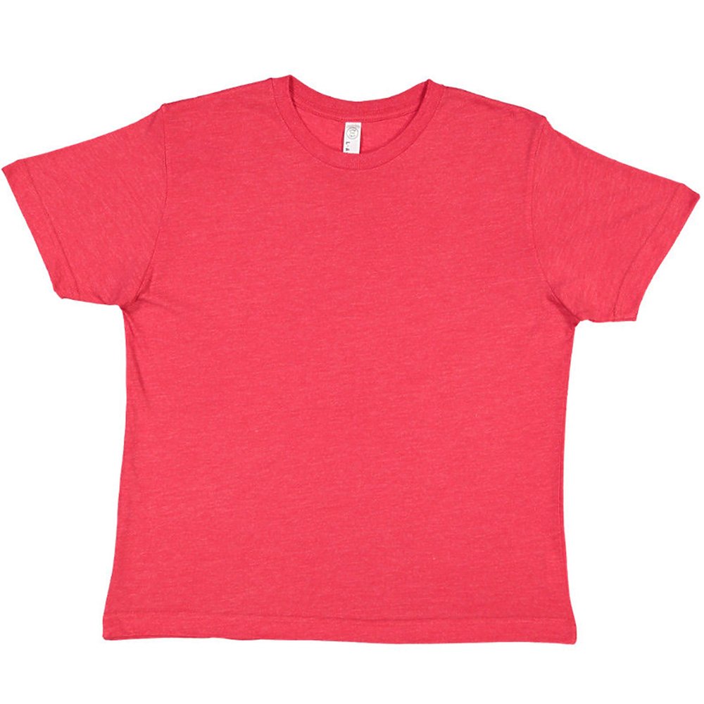 LAT Youth 100% Cotton Jersey Crew Neck Short Sleeve Tee, Vintage Red, X-Small