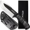OERLA TAC DE-0014 Fixed Blade Outdoor Duty Knife 420HC Stonewashed Stainless Steel Field Knife Straight Camping Knife with G10 Handle Waist Clip EDC Kydex Sheath (Black) view 1