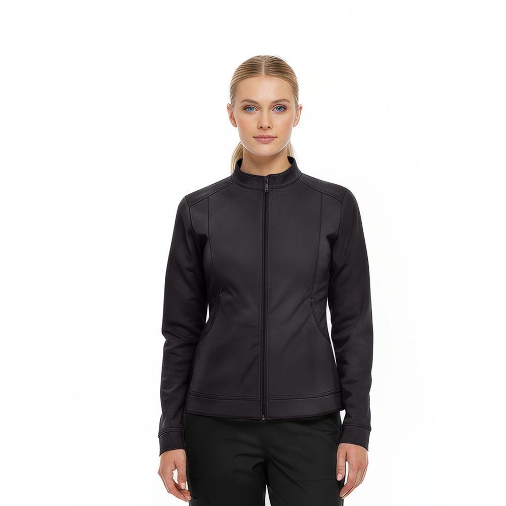 Natural Uniforms Women's Ultra Soft Stretch Zip Up Scrub Jacket (Black, 3X-Large)