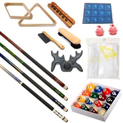 Pool Table - Premium Billiard 32 Pieces Accessory Kit - Pool Cue Sticks Bridge Ball Sets (Kit-12)