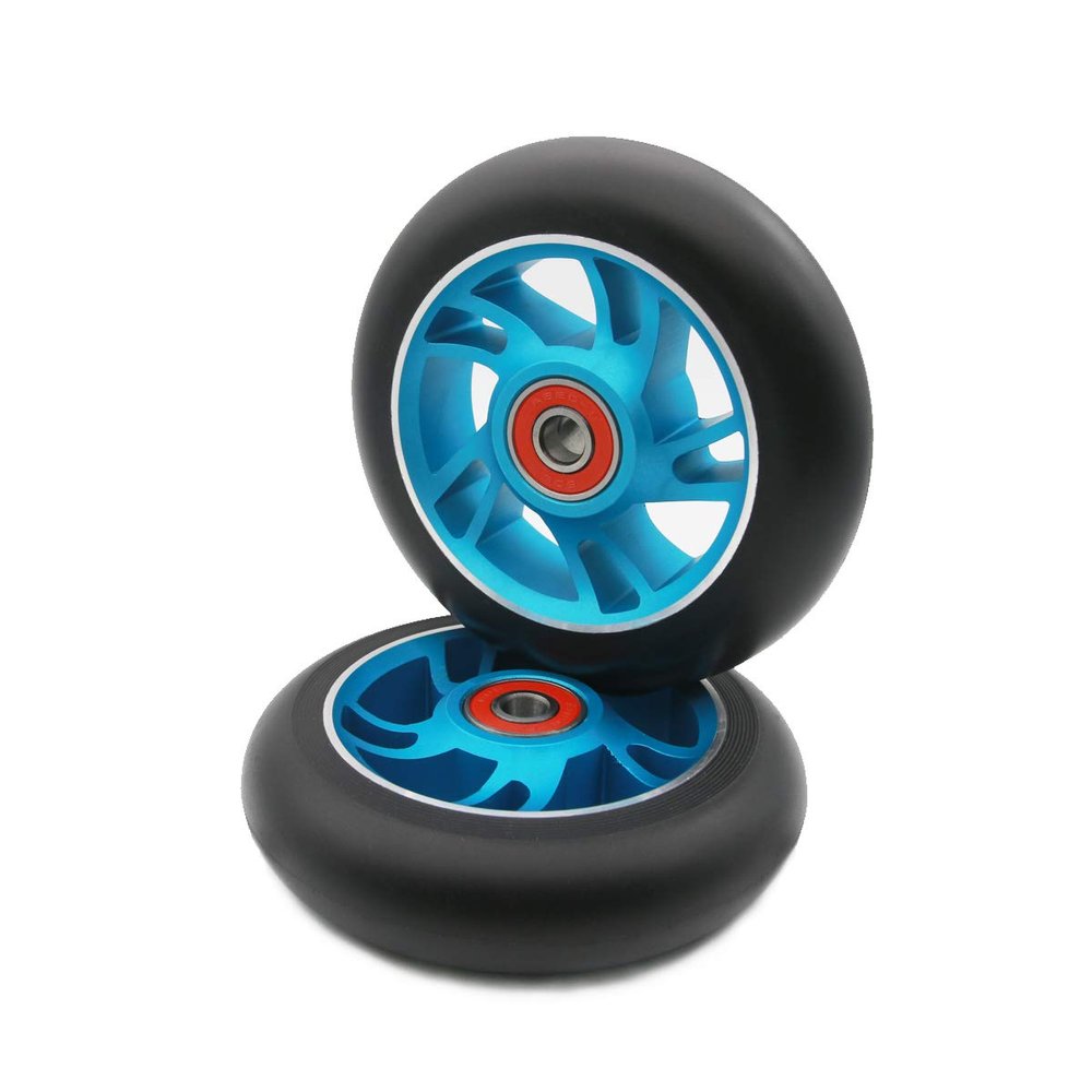 Z-FIRST 2Pcs 100 mm Pro Stunt Scooter Wheels with ABEC 9 Bearings for MGP/Razor/Lucky/Envy/Vokul Pro Scooters Replacement Wheels (Blue)