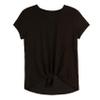 Amy Byer Big Girl's Short Sleeve Tie Front Top with Necklace Shirt, Black, S