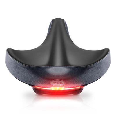 YLG Oversized Bike Seat with Taillight - Oversized Comfort Bike Seats for Women Men - Extra Wide Bicycle Saddle,Universal Fit, Shock Absorbing (Wide Saddle)