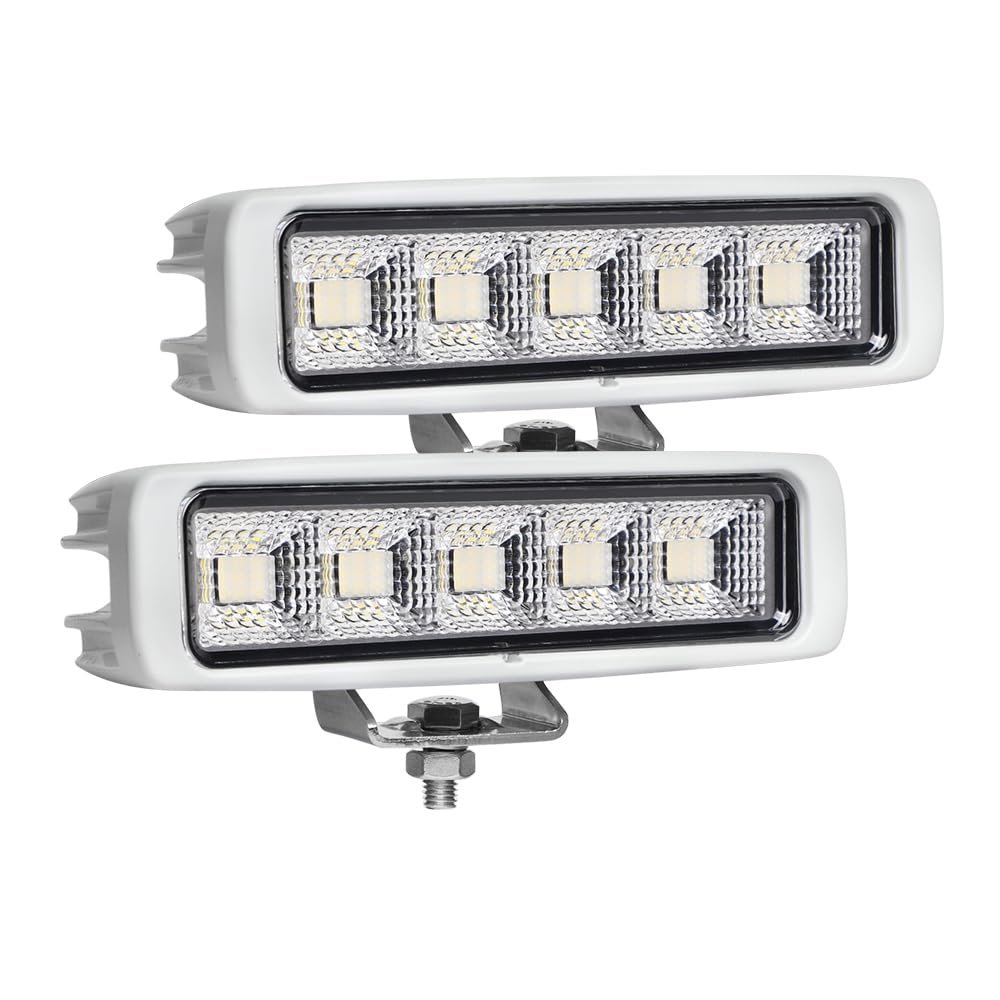 EXZEIT Waterproof Led Boat Lights, 2 pc 72W Deck/Dock Marine Lights 4000LMS 180Flood Light, 6.3inch, 12/24 V Led Light Bar